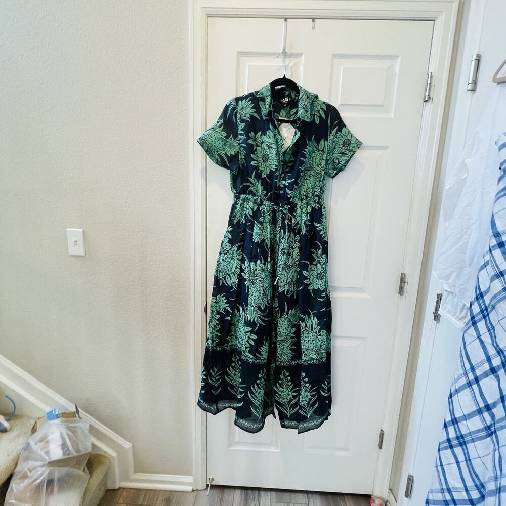 New! J.Crew Wm's Cerise shirt-dress in pineapple garden-print ramie Sz 8 #85 - Picture 6 of 6
